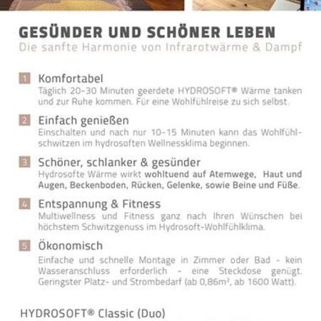 Flyer zur Hydrosoft-Wellnesskabine