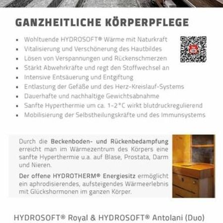 Flyer zur Hydrosoft-Wellnesskabine