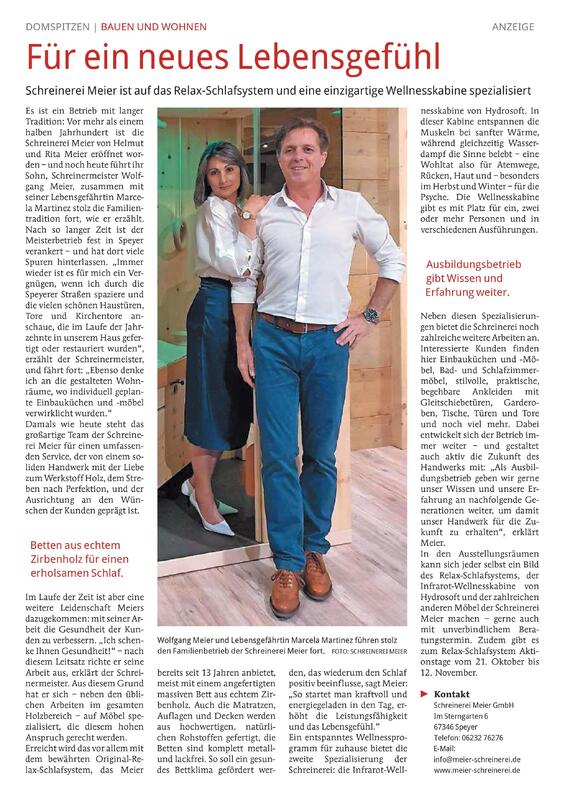 Zeitungsausschnitt: Domspitzen Oktober 2022. Thema: Für ein neues Lebensgefühl.